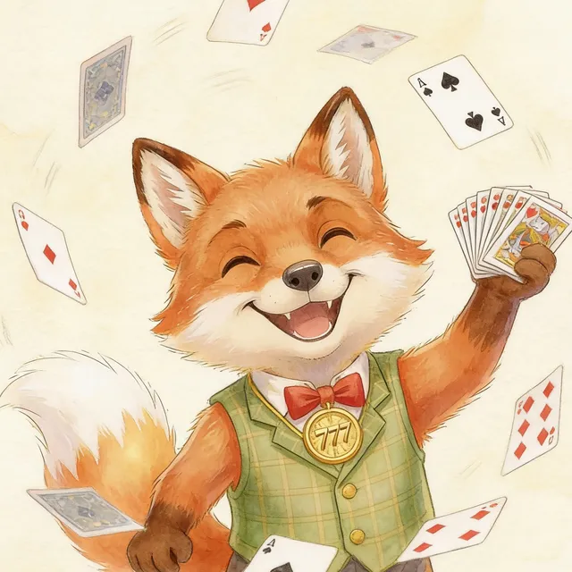 Pico wirft lachend Spielkarten in die Luft